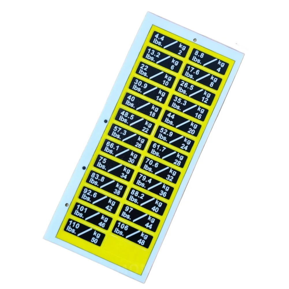 3pcs Fitness Equipment Weight Labels Plastic Stickers 2kg-65kg Range Matte Finish Waterproof for Metal Rubber Surfaces