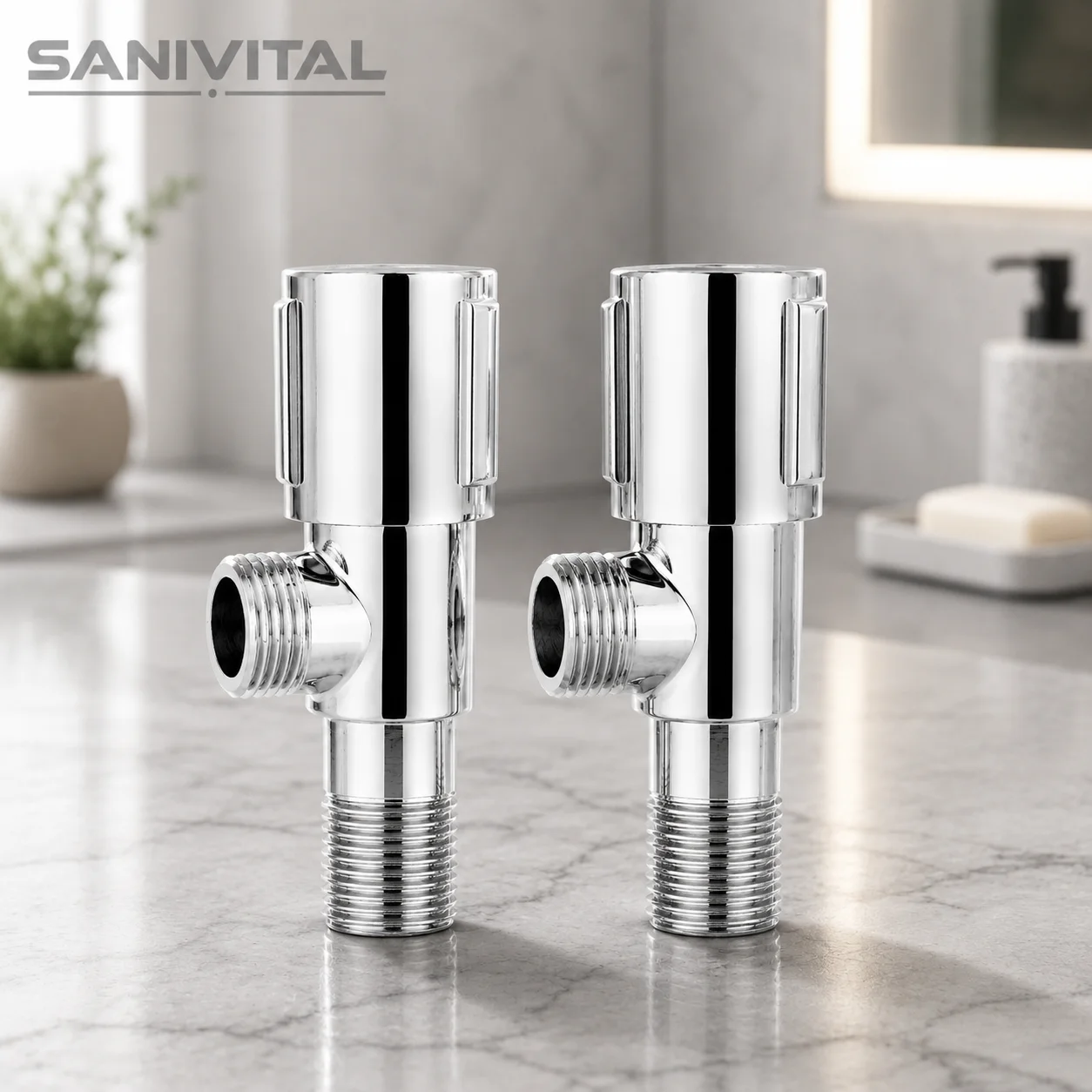 

SANIVITAL G1/2 Angle Valve Stainless Steel Shut Off Valve Water Stop Valve for Toilet Faucet Bathroom