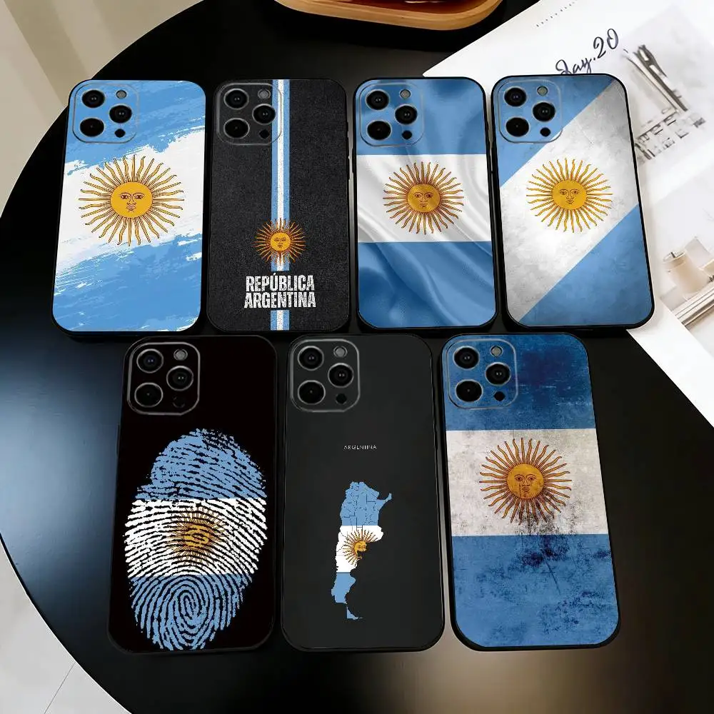 A-Argentina Football Fan Support F-Flag Phone Case For iPhone 17,16,15,14,13,12,11 Plus,Pro Max,XS,Soft Silicone Black Cover