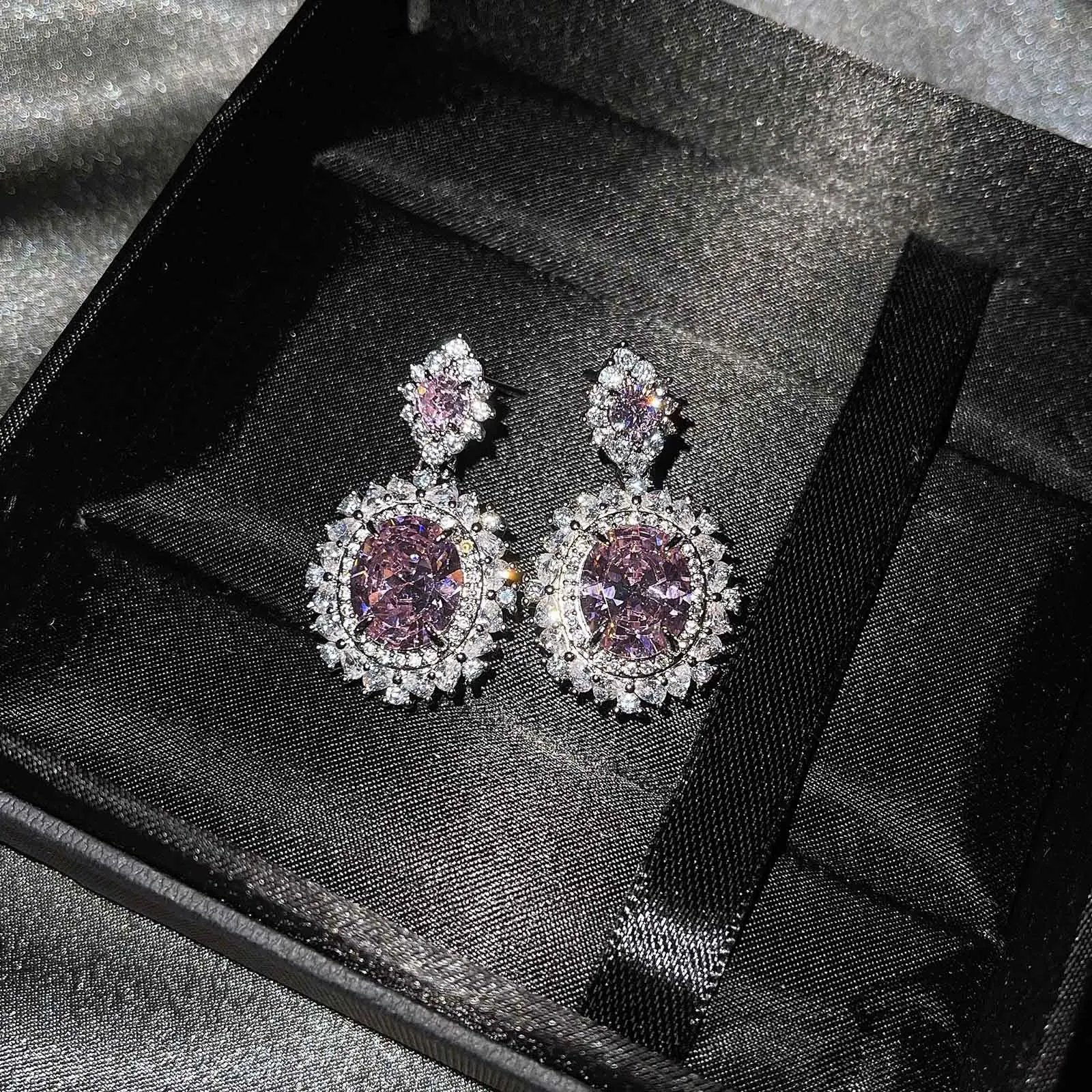 New Exquisite Noble 925 Silver Plated Jewelry Sets AAAAA Zircon Stone Female Wedding Bridal Ring Earring Necklace Accessories