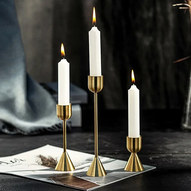 3Pcs Metal Taper Candle Holder Single Head Candlestick Luxury Wedding Candle Nordic Candlestick Desktop Ornament Home Decor