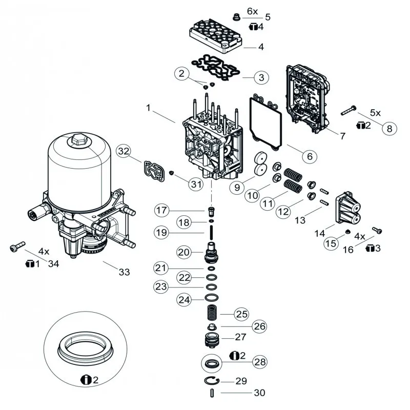 9325109652 One Set Repair Kits For Scaniaa P G R T Series Truck F K N Bus Air Dryer Proetction Valve 9325109582 1753580 1763422