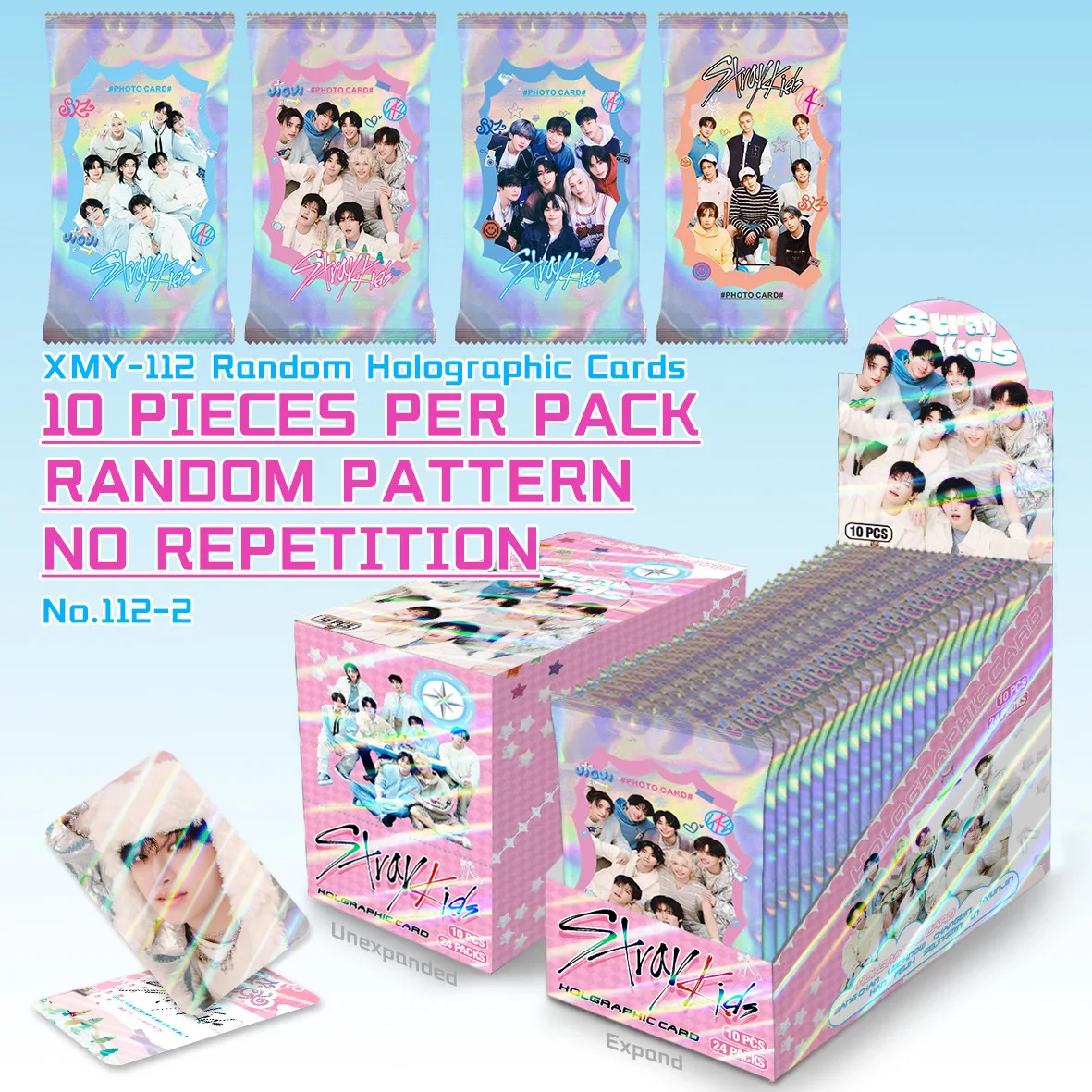 24er-Pack/Box Stray Kids Laser Collection Gedenkkarte Blind Box Blind Bag SKZOO Laser Plastiktüte Star Collection Card