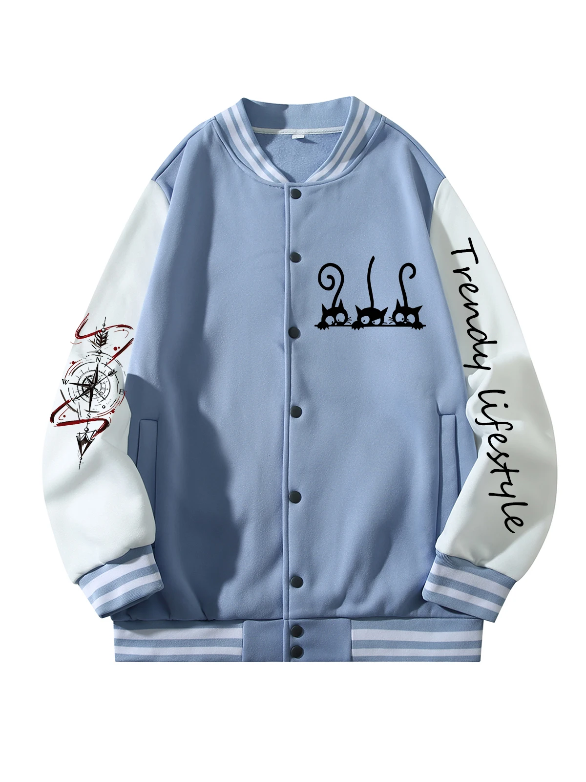 

Черная, синяя, зеленая куртка с двусторонним принтом, свободная бейсбольная куртка унисекс большого размера XS-XXL, уличное пальто, теплая флисовая мягкая куртка