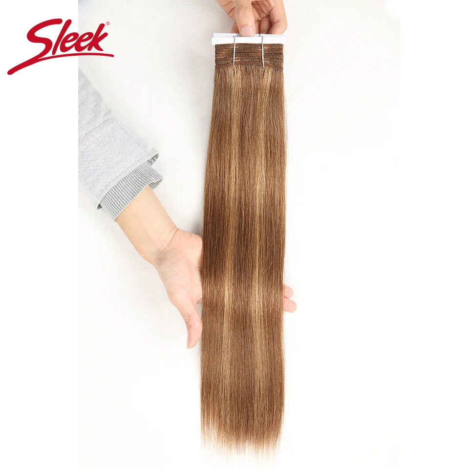 Elegancki jedwabisty splot prosty, podwójnie ciągniony blond P6/27 #   P4/27 #   Zestawy brazylijskich prostych ludzkich włosów Nature Remy Black P1B/30 #   Włosy