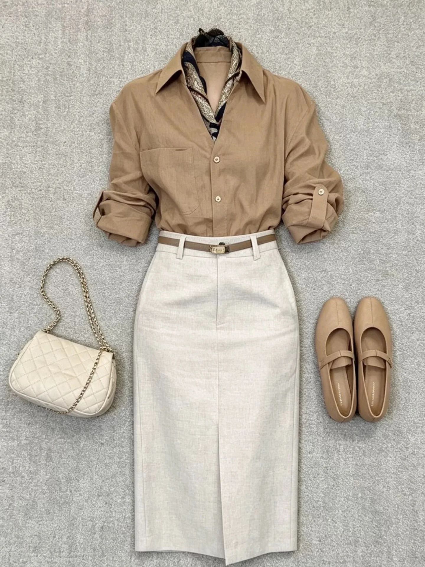 

New High Quality Office Lady Summer Women's Suit Linen Laple Half Sleeve Shirt + Split Midi Skirt Elegant Two Piece Set