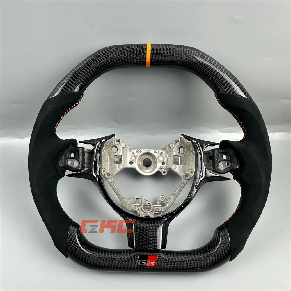 Customized Black Carbon Fiber yellow strip Steering Wheel for 2022 2023 2024 2025 GR86 GR