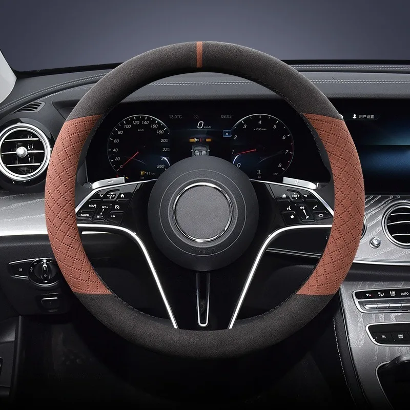 

Универсальные чехлы на руль автомобиля из замши и кожи, аксессуары для интерьера автомобиля, нескользящие чехлы на руль, тип O/D