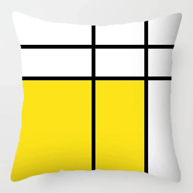Yellow geometric stripe pattern Double-sided Printed pillow cover Short plush Suitable living rooms sofas throw cushion cover