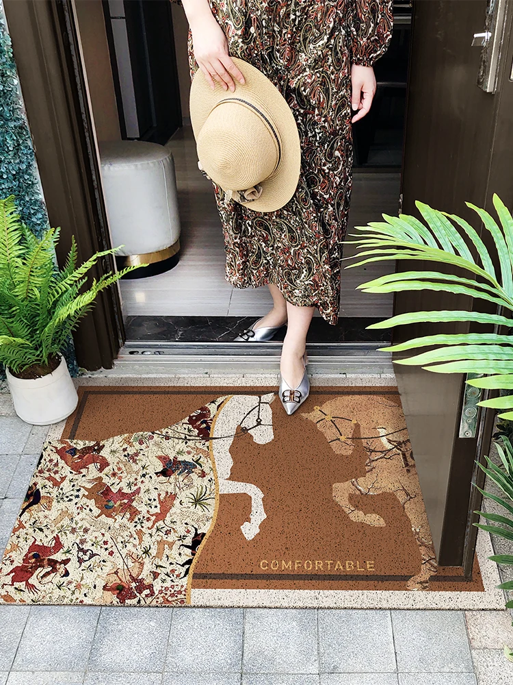 

Роскошный шелковый входной коврик Tead Circle, ПВХ без Wa, напольный ковер, противоскользящий домашний дверной коврик с вырезом до размера, год дизайн