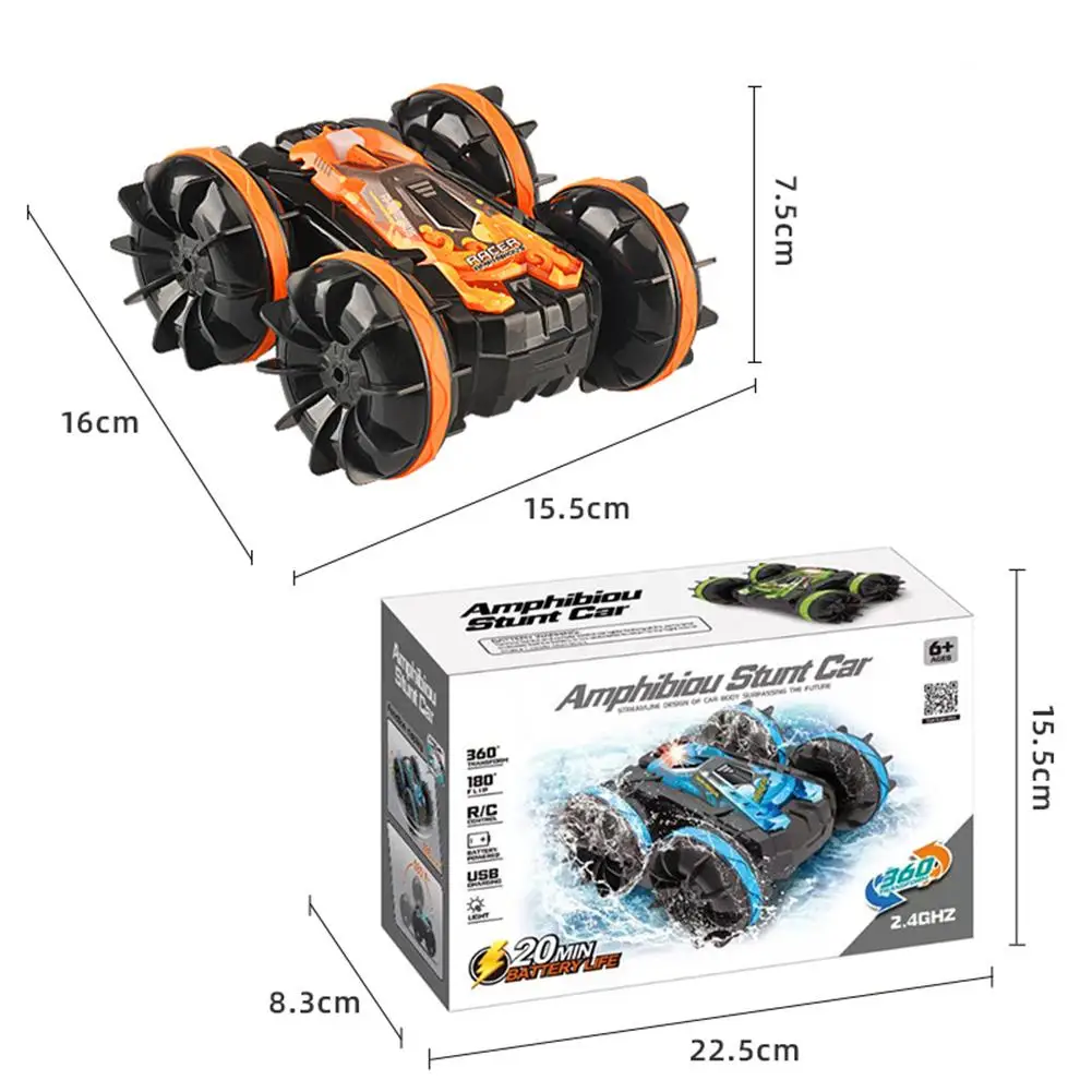 2.4g Amphibious Double-sided Stunt Remote Control Car 360-degree Rotation Charging Electric Vehicle Model Toy Children Gifts