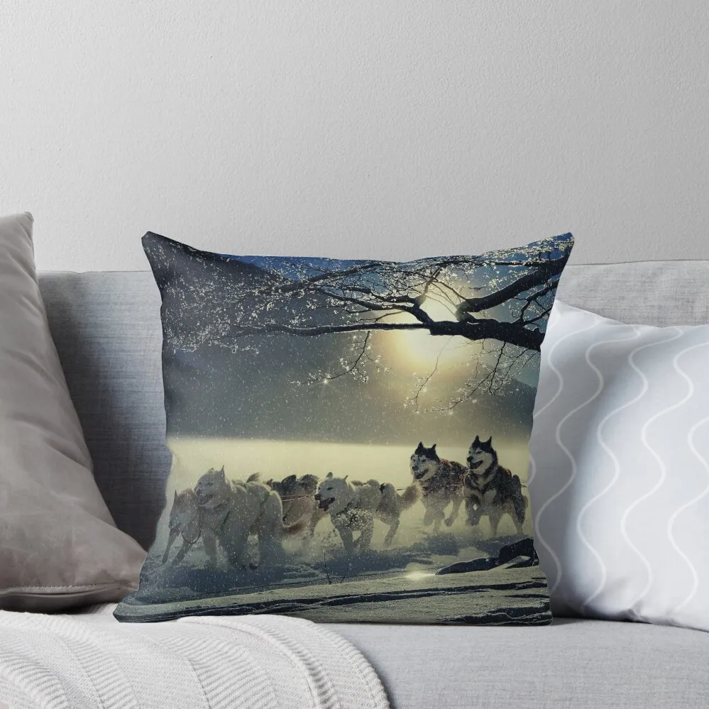 

Husky Dogs Sled Winter Snow Throw Pillow Pillow Cases Decorative ornamental pillows