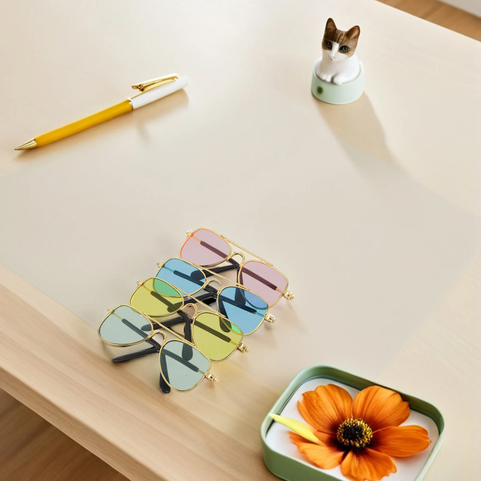 

4Pcs Cat Photo Props Funny Costume Eyewear Lightweight Pet Photography Accessories for Small Dogs Cats Hd Transparent Lenses