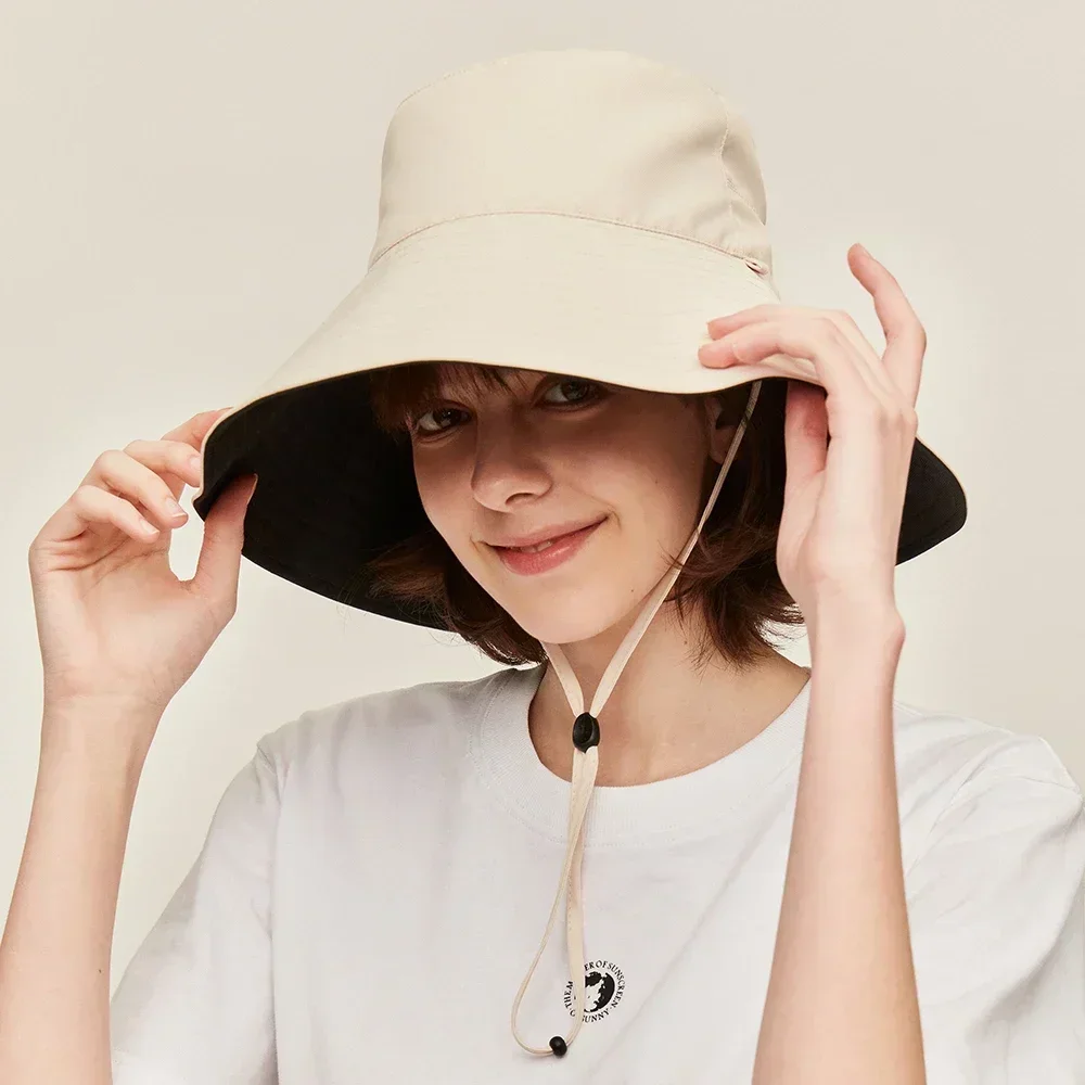 OhSunny Double-Sided Wearing Cap Solid Color Anti UV Sunscreen Bucket Hats For Women Summer Foldable Large Brim Fisherman Hat