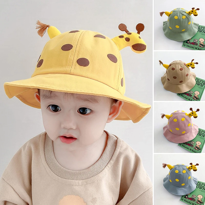 Cartoon Giraffe Baby Fisherman Cap Cute Deer Bucket Hat for Toddler Boy Girl Summer Soft Cotton Kids Sun Visor Hats