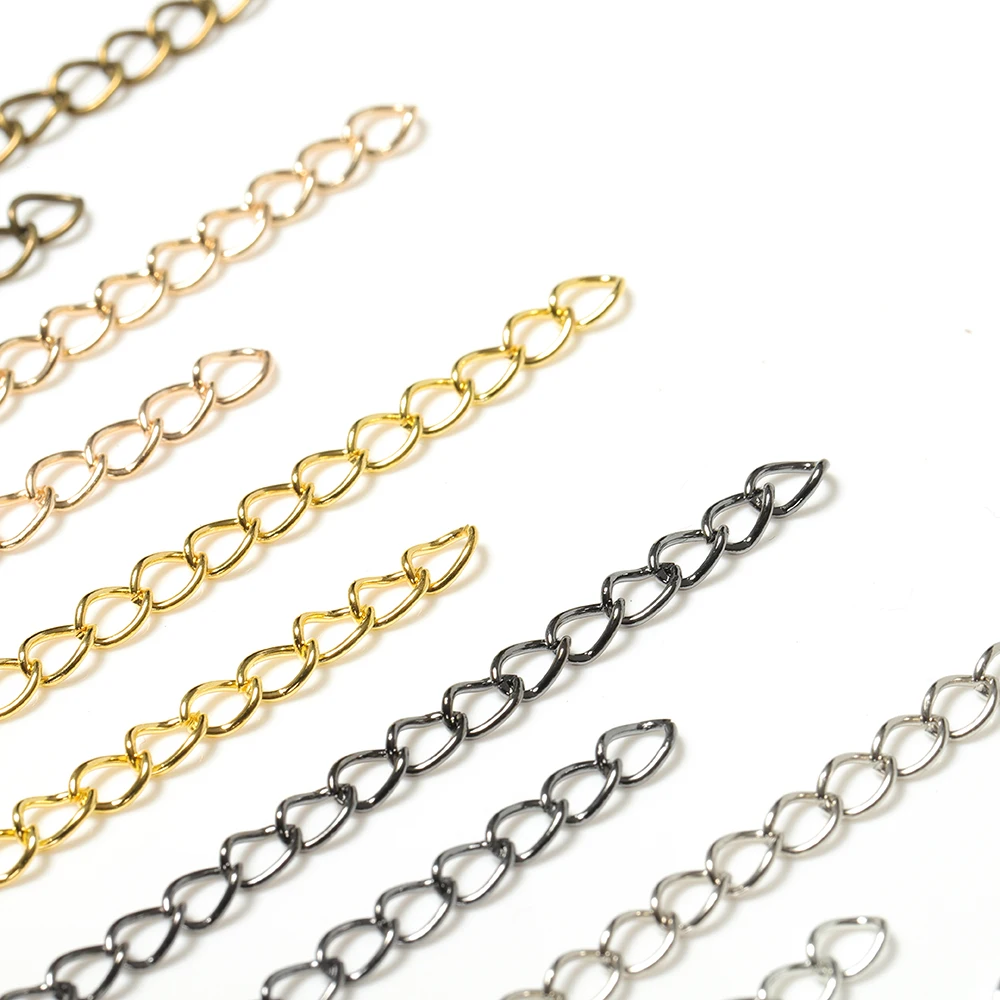 100pcs Extension Chain Necklace 5cm Bulk Bracelet Extended Chains Tail Extender For DIY Jewelry Making Components Wholesale