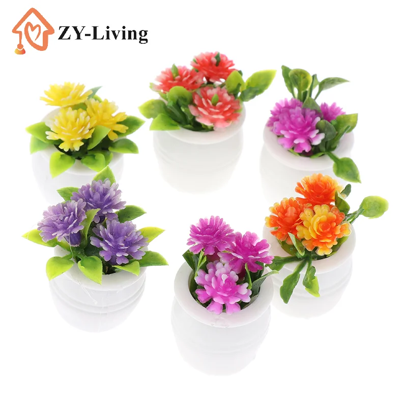 3Pcs Random Dollhouse Plant, Miniature Bonsai Plant, Mini Potted Plant, Flower Model, Small Fake Green Decorative Toyhouse