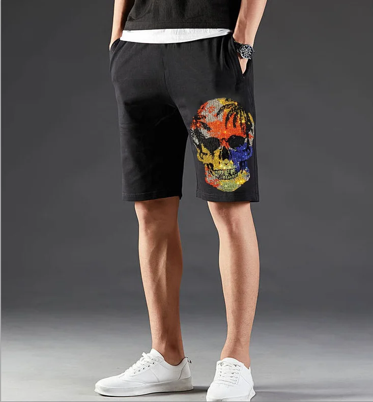 

Men's Slim Fit Cotton Shorts Rhinestone Anime Streetwear Casual Summer Fashion Good Quality Comfortable Pants