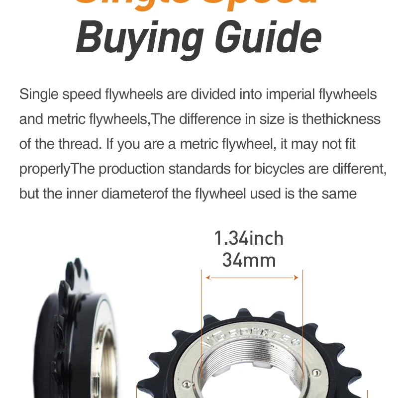 1 Stück VG SPORTS Single Speed Fahrradfreilauf kompatibel mit 1/2'' x 1/8'' Fahrradfreilauf Gewinde Freilauf Ersatzteile – Detail 3
