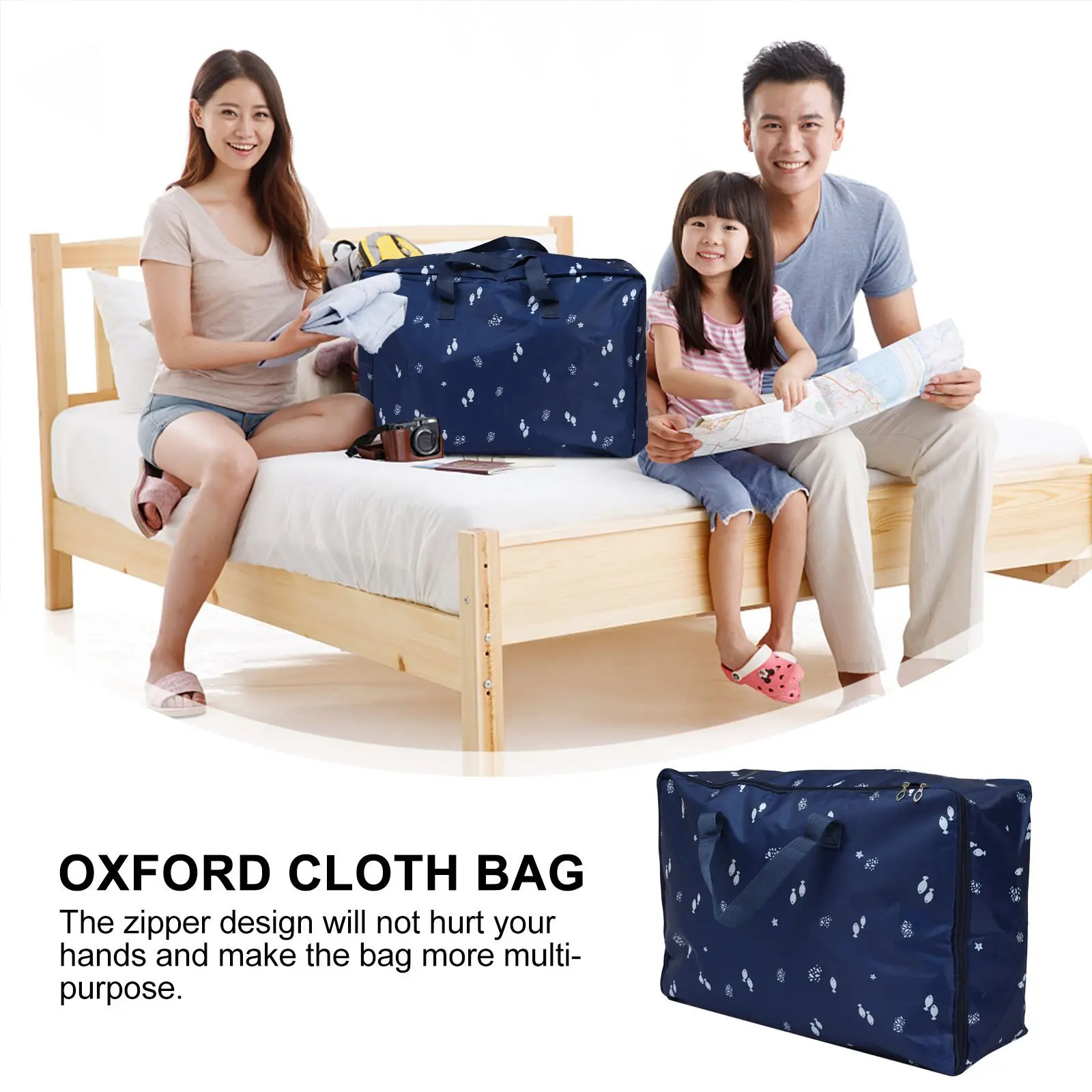 

1Pcs Moistureproof Quilt Storage Bag Oxford Cloth Heavy Duty Zipper Design Foldable Reusable Large Capacity for Bedding Blankets