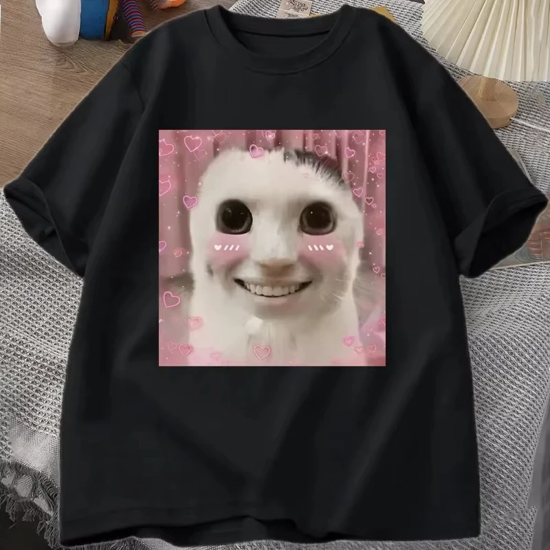 Goofy Ahh Cat Meme Printed O-Neck T-Shirt, Dank Weirdcore Cringey Funny Crying Cat Graphic Tee, I Got Too Silly Quote Soft