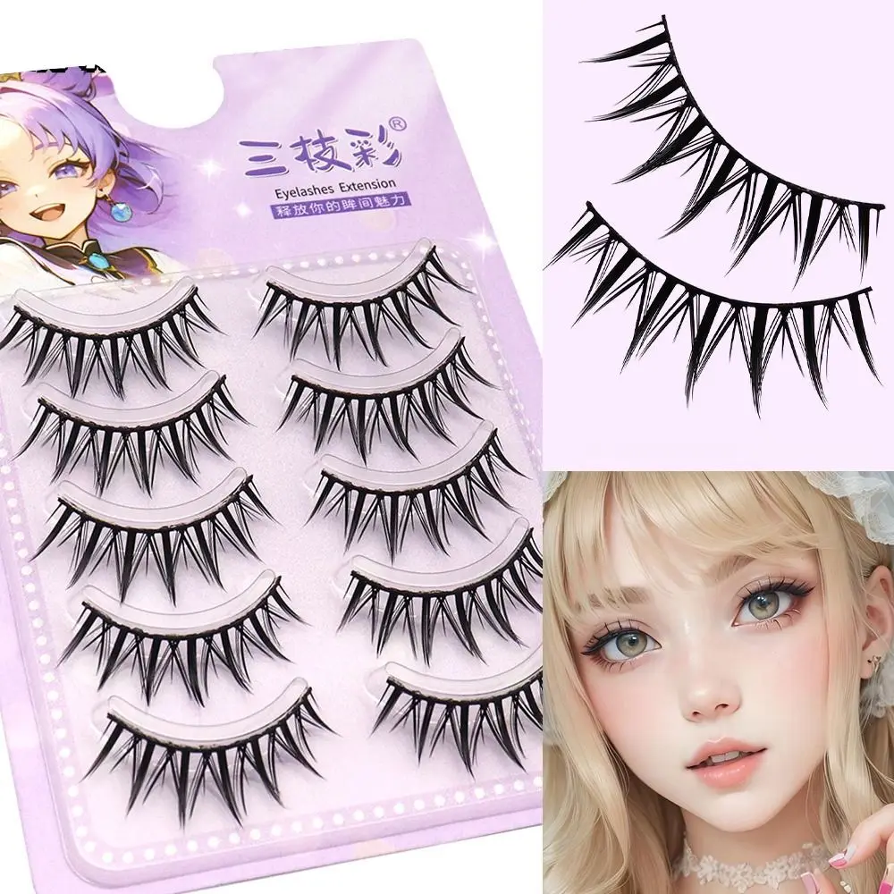 

5Pairs Thai Style Makeup Fairy Lashes Spiky Wispy Manga Lashes Cosplay Masquerade Party Create Gorgeous Makeup Lash Strips Women