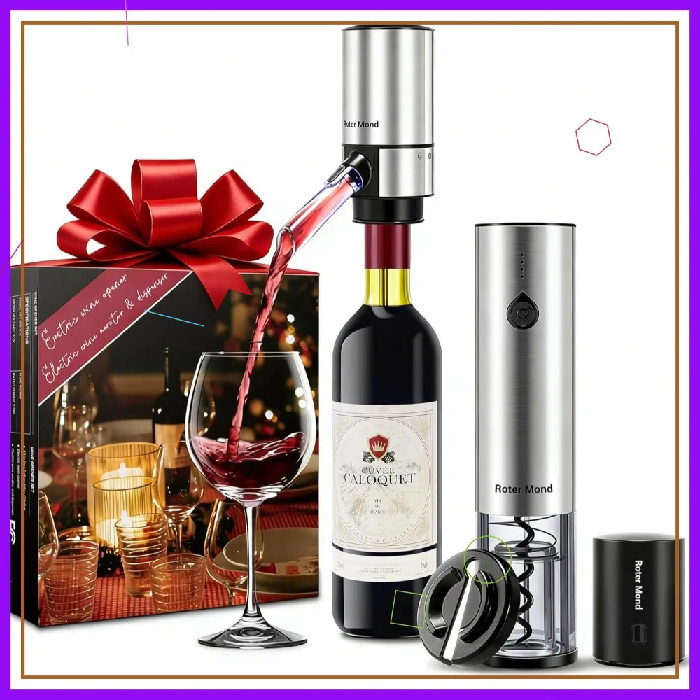 

Набор электрических открывалок для вина с аэратором, резаком для фольги и вакуумными пробками — идеально подходит для домашних вечеринок и праздников