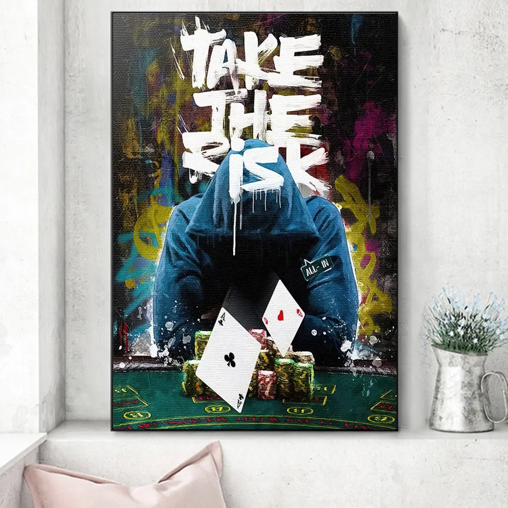 

Take the Risk Motivational Canvas Paintings on the Wall Art Posters and Prints Graffiti Art Picture For Living Room Cuadro Decor