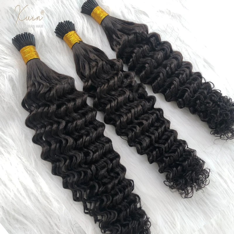 Deep Wave I Tip Human Hair Extension Black Brown Blonde Keratin Capsule Fusion Hair PreBonded Remy Hair Extensions 50Strands/Set