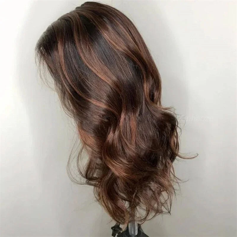 

Synthetic Wigs Highlight Brown Wigs Body Wave Lace Top Wigs Pre Plucked Glueless Wigs For Women Ready Wear To Go Daily Used