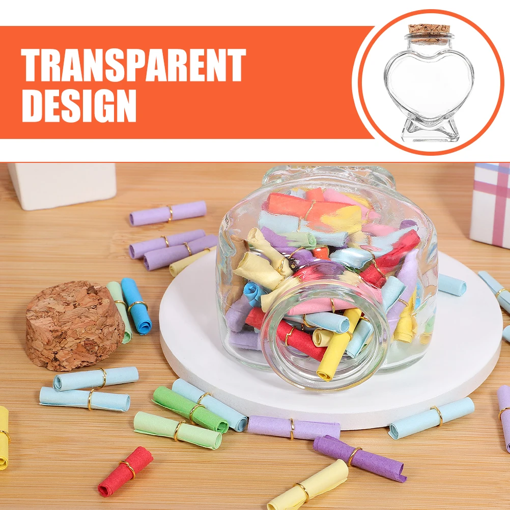 

4pcs Heart Bottles Adornment Bottles Transparent Wishing Containers Wishing Bottle Decorative Storage Vials Craft Gifts