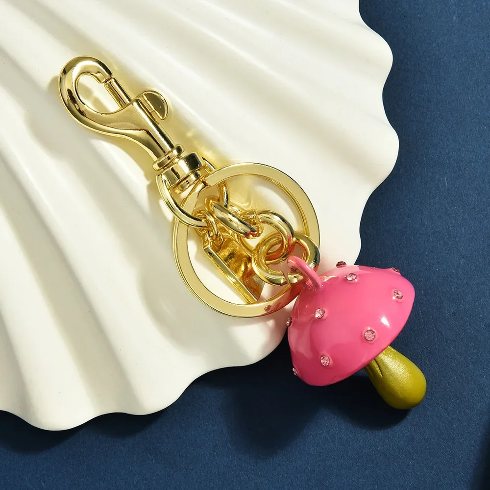 Creative cartoon colorful small mushroom keychain bag mobile phone car keychain ring pendant mushroom