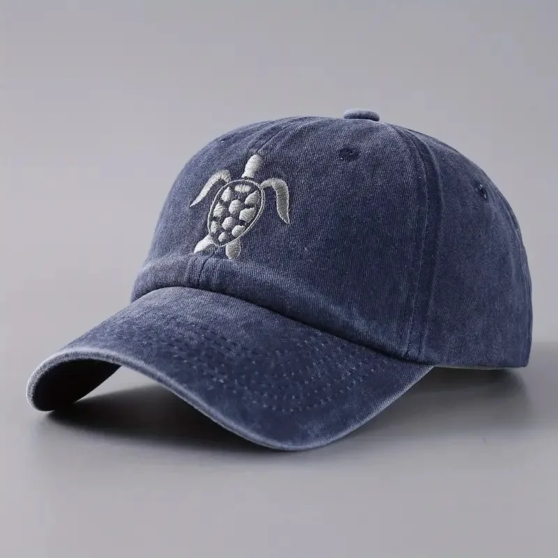 American Style Embroidered Sea Turtle Pattern Baseball Cap Fashion Sun Protection Anti-UV Hat Lightweight Casual Unisex Cap