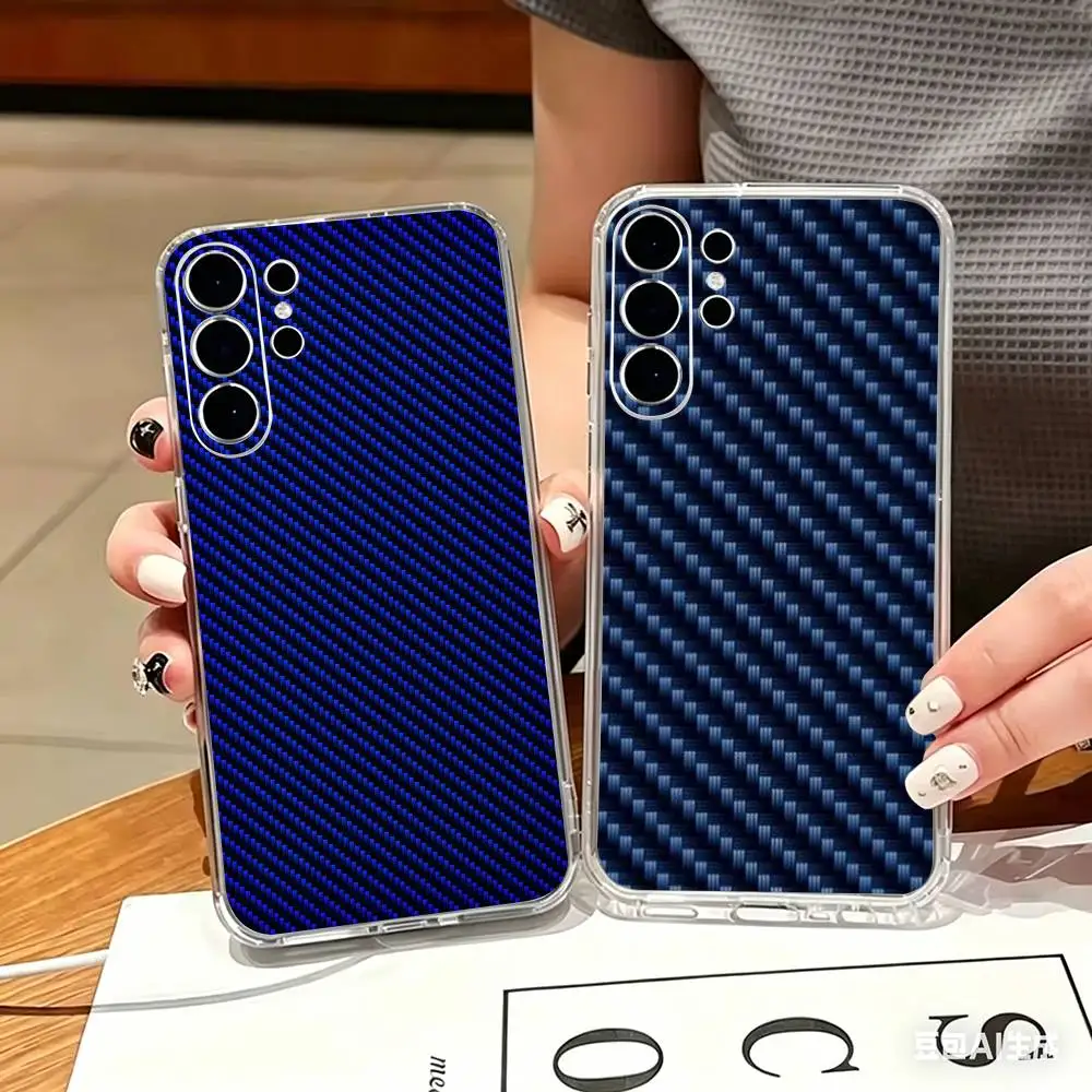 Imitation Carbon Fiber   Phone Case For Samsung S25,S24,S21,S22,S21,S20,S10,S9Ultra,Plus,Fe,Lite Transparent Cover