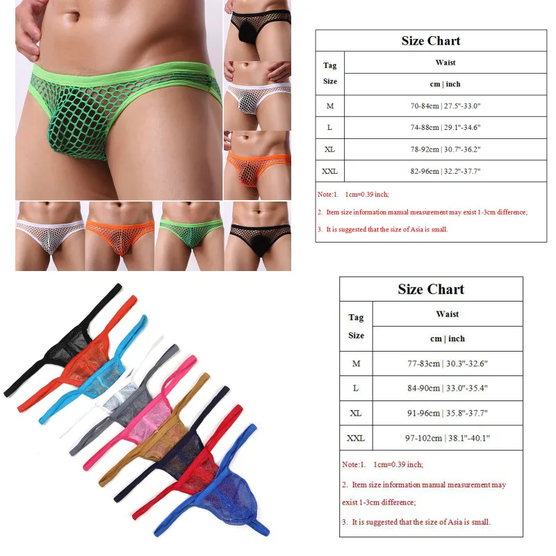 Sexy Men\'s Hollow Underwear Briefs Mesh Fishnet Transparent Penis Pouch Underpants Hombre Panties Erotic Lingerie  High Elastic