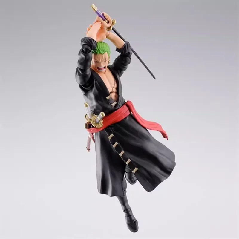 Bandai Original One Piece Anime Figure SHF Roronoa Zoro Fighting Ghost Island Action Figure Collectible Model Toys for Kids Gift