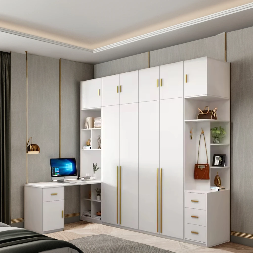 Wardrobe Wooden Bedroom Furniture Set Custom Armoire Walking Closet Cloakroom Luxury  Sliding Door Wardrobe