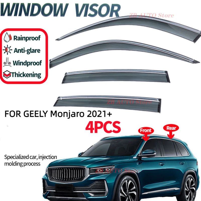 

For GEELY Monjaro 2021+ Window visors Rainwater prevention; Covering the sunlight; Anti fog; Snow prevention