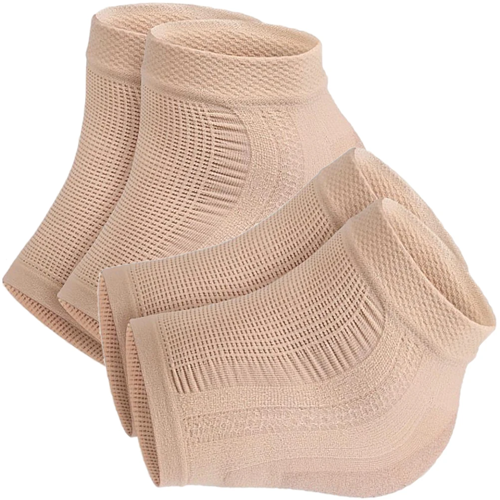 

2 Pairs Vented Gel Heel Sleeves Cracking Preventing Socks For Dry Heels Foot Care Soft Breathable Heel Protector Winter Supplies