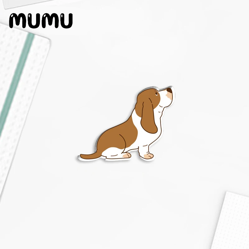 2024 New Basset Hound Lapel Pin Cute Dog Acrylic Brooches Handmade Epoxy Jewelry Shirt Bag Badge