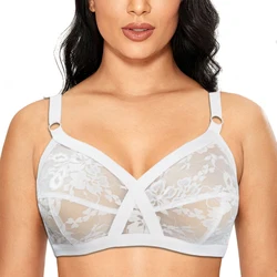 Sutiã de peito grande para mulheres, bralette de renda sem forro, lingerie sexy, roupa íntima feminina, copo completo, plus size b c d dd e f