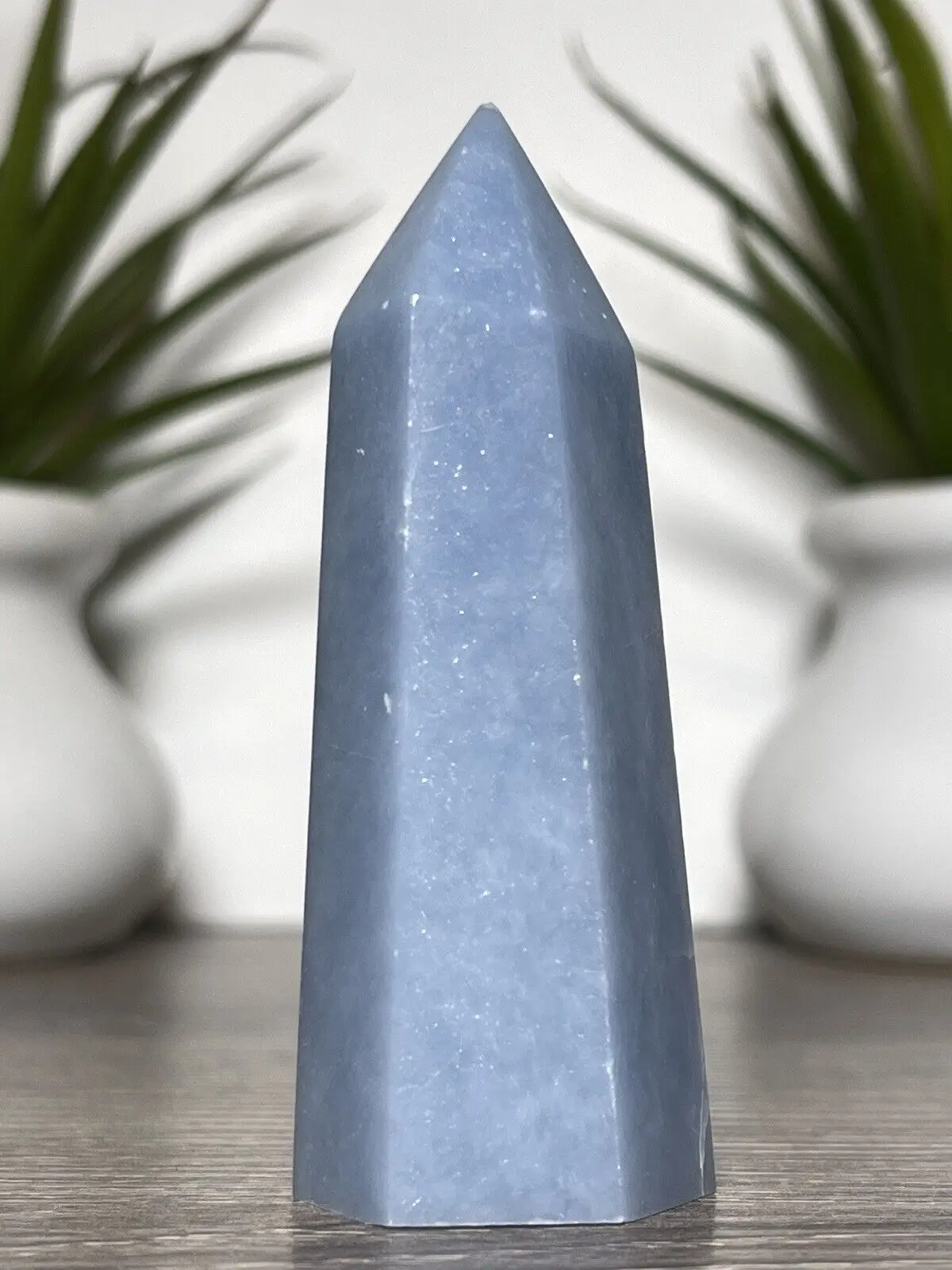 BLUE CALCITE TOWER - Natural Mineral Reiki Chakra Crystal Witch Point Yoga Decor