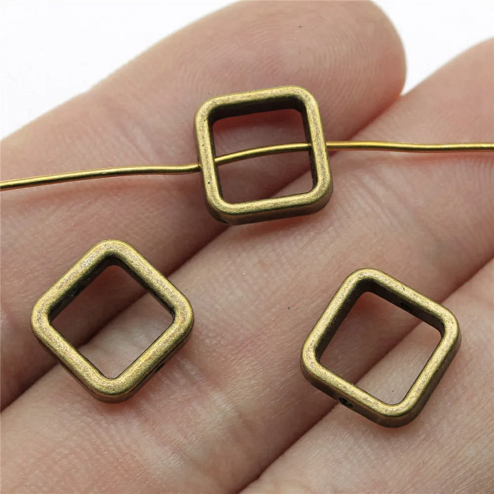 For Jewelry Making Rectangular Hollow Small Hole Spacers Beads Cute Diy Accessories 10pcs