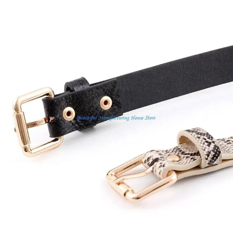 

E56A Unisex Belt Adjustable PU-leather Buckle Belt Waistband for Jeans Pant