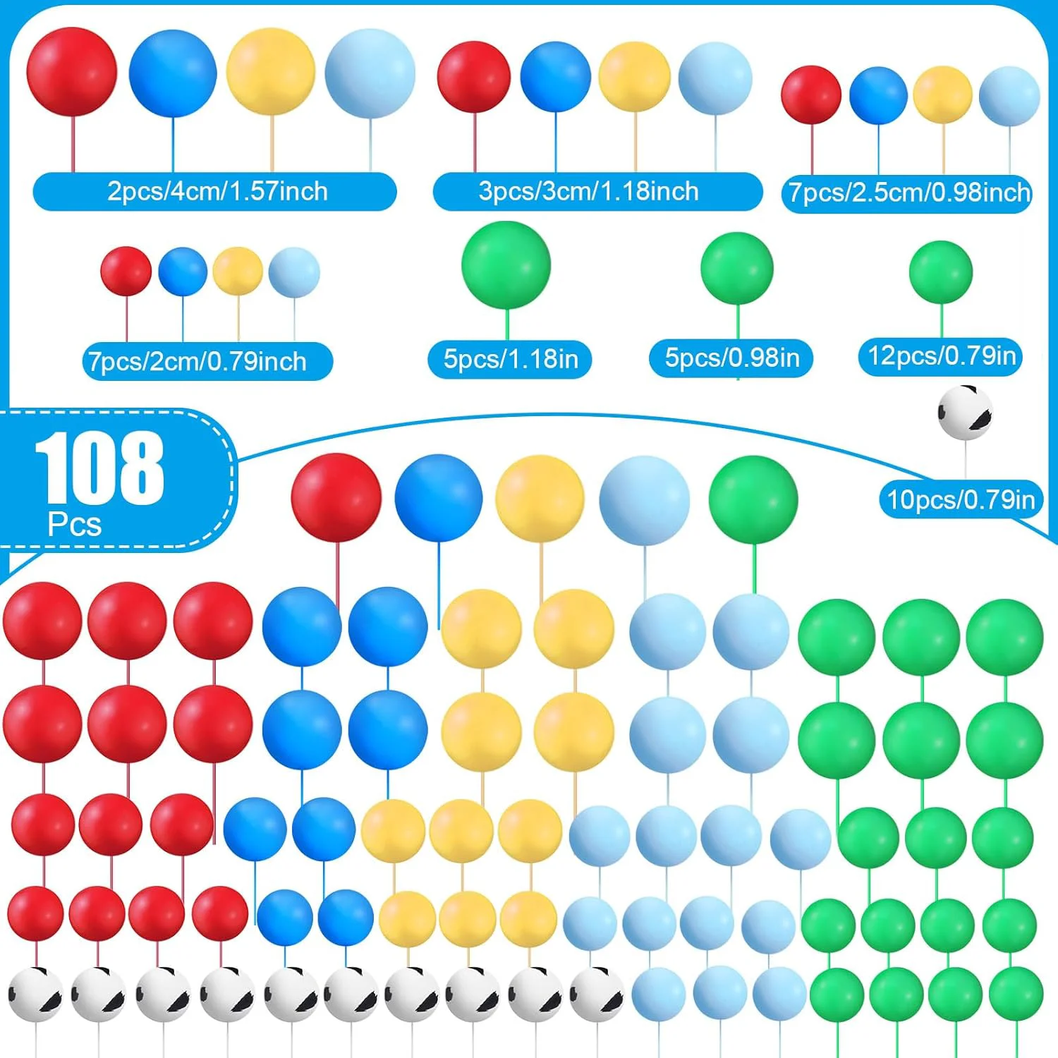 108-teilige Kugeln, Kuchendeckel, Luftballons, Cupcake-Topper, DIY-Luftballons, Cupcake-Topper für Hochzeit, Weihnachten, Jahrestag, Geburtstag – Detail 19
