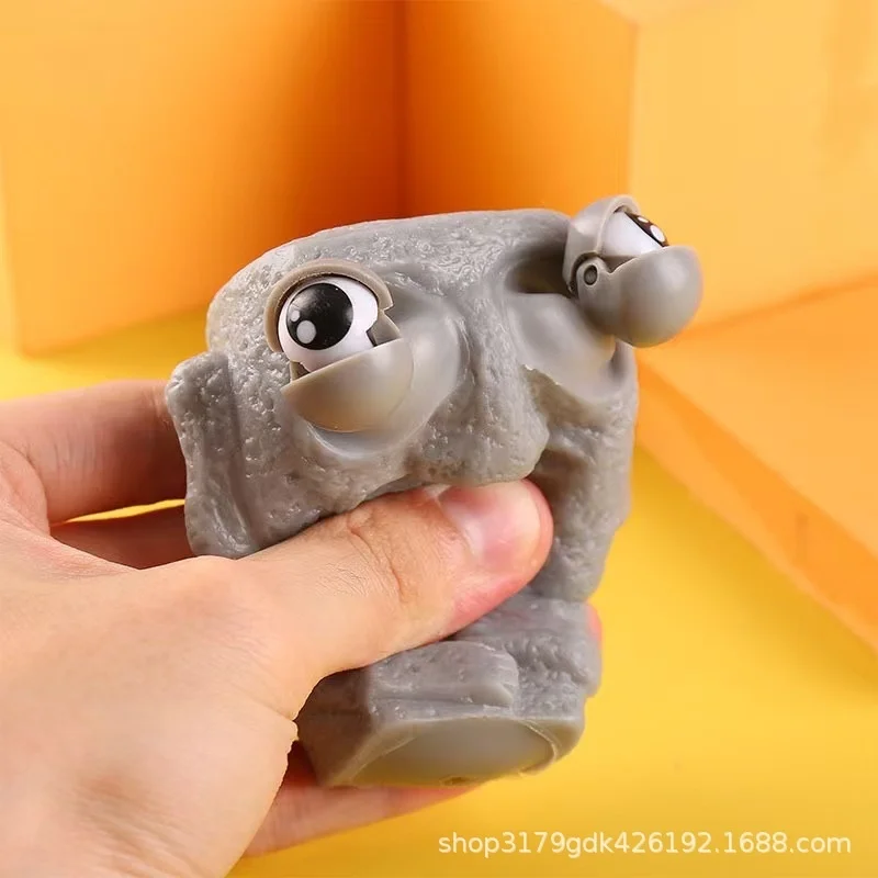 Funny Moai Statue Squeeze  Pop Out Eyes Slow Rebound  Soft Stone Man Stress Relief Anti-Anxiety  Fidget ornament Gift For  Adult