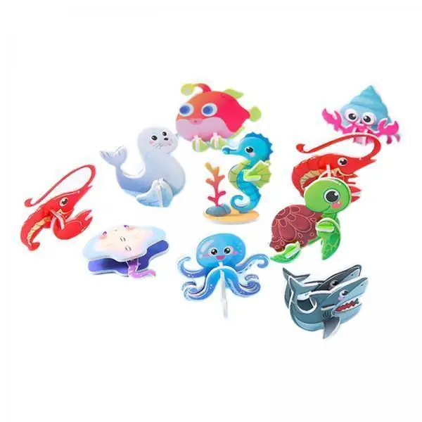 Cartoon 3D Jigsaw Puzzles Montessori Early Education Shape Matching Sensory Toy for Children Gift