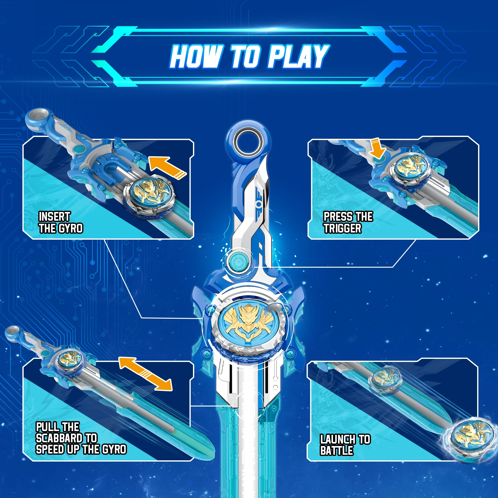 Infinity Nado 6 Power Pack - Spirit Wind Panda Upgraded Metal Spinning Top Gyro ,39cm Sword Launcher Kid Toy Birthday Gift