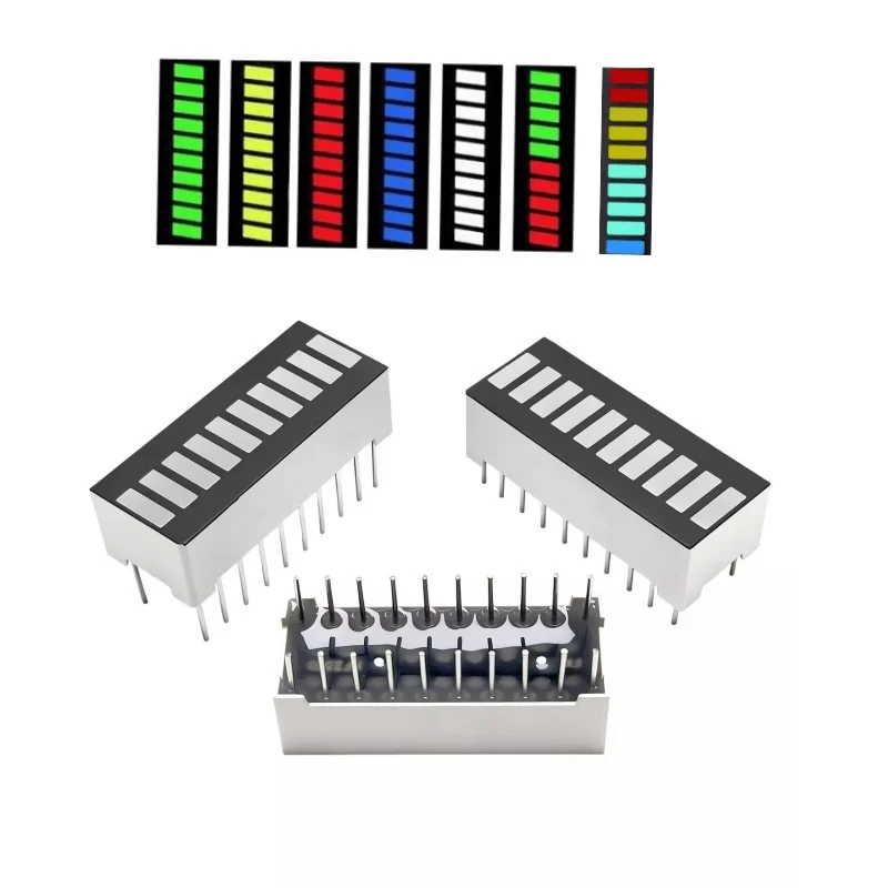 5pcs 10 Grid Digital Segment LED Light Bar Super Bright 2/10/5 Red+3/10/5 Yellow+4/10/5 Green+1/10 Blue light Flat Tube 20 Pins