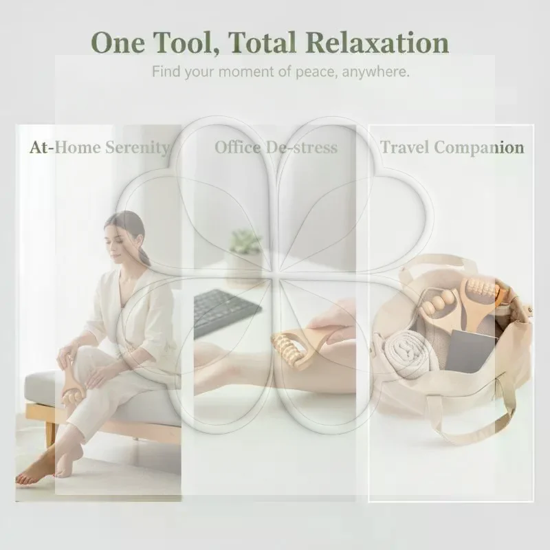 Wooden Massager Roller Smooth Manual Relaxation Tool for Face Neck Back Arms Full Body Self Massage Use